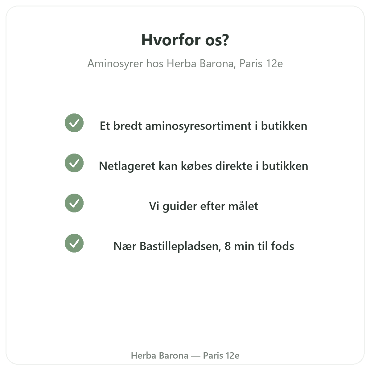 Hvorfor købe Aminosyrer Paris i Paris hos Herba Barona Paris 12