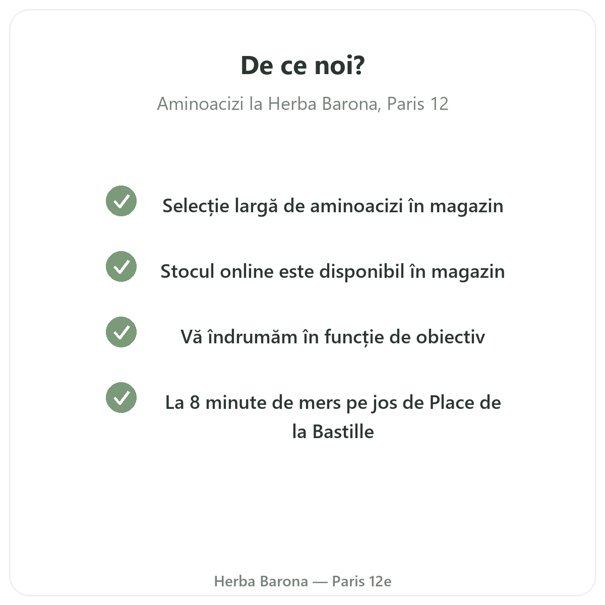 De ce să cumpărați Aminoacizi Paris la Paris de la Herba Barona Paris, arondismentul 12