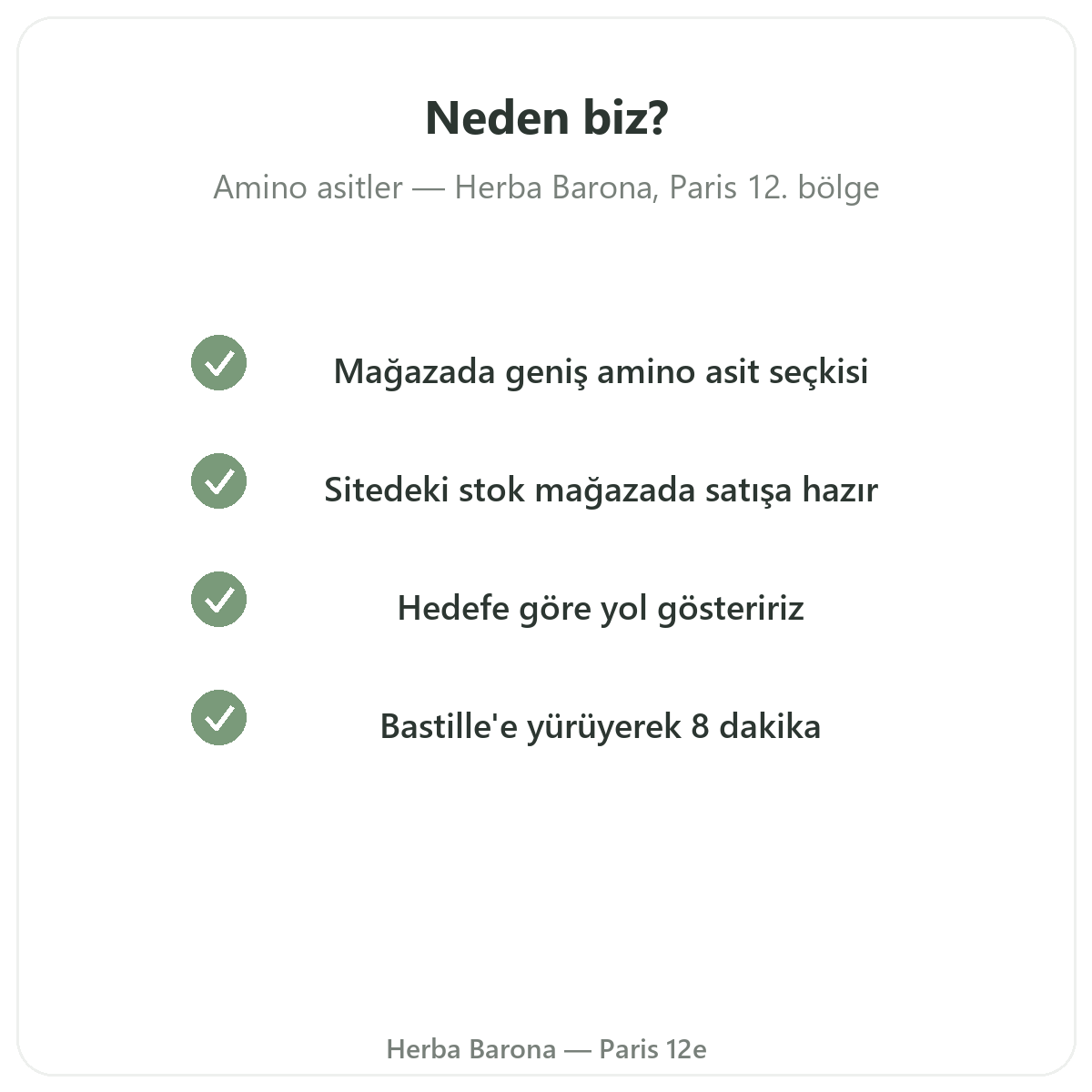 Amino asitler Paris’i Paris’te Herba Barona Paris 12. bölgeden neden almalı