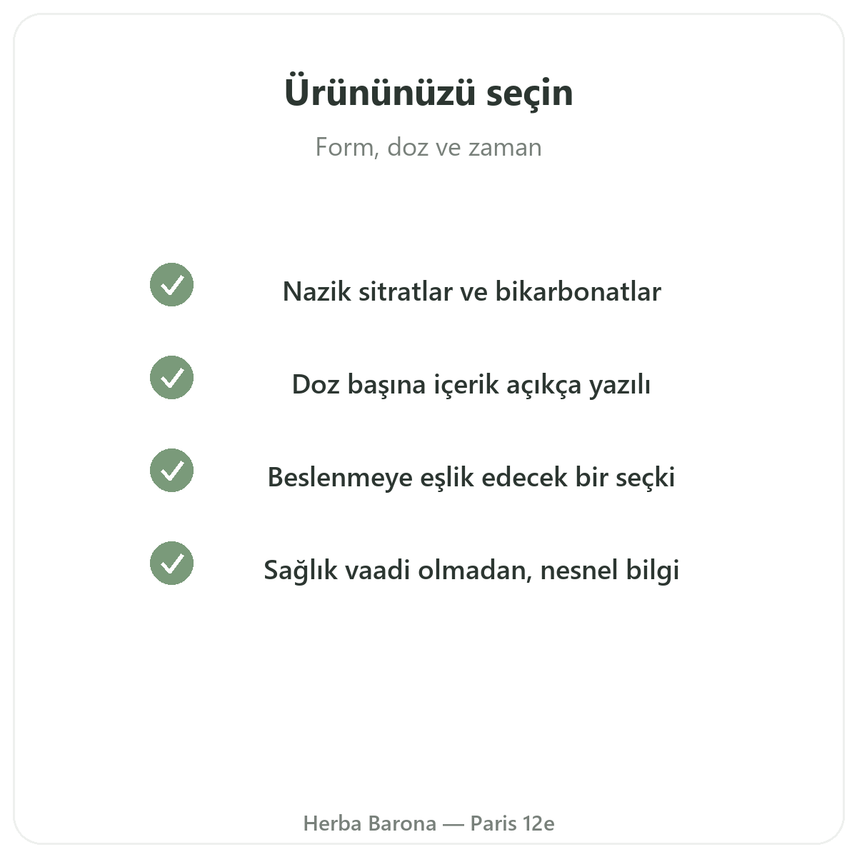 Asit-Baz Dengesi - Herba Barona Paris 12. bölgede seçilecek temel etkin maddeler