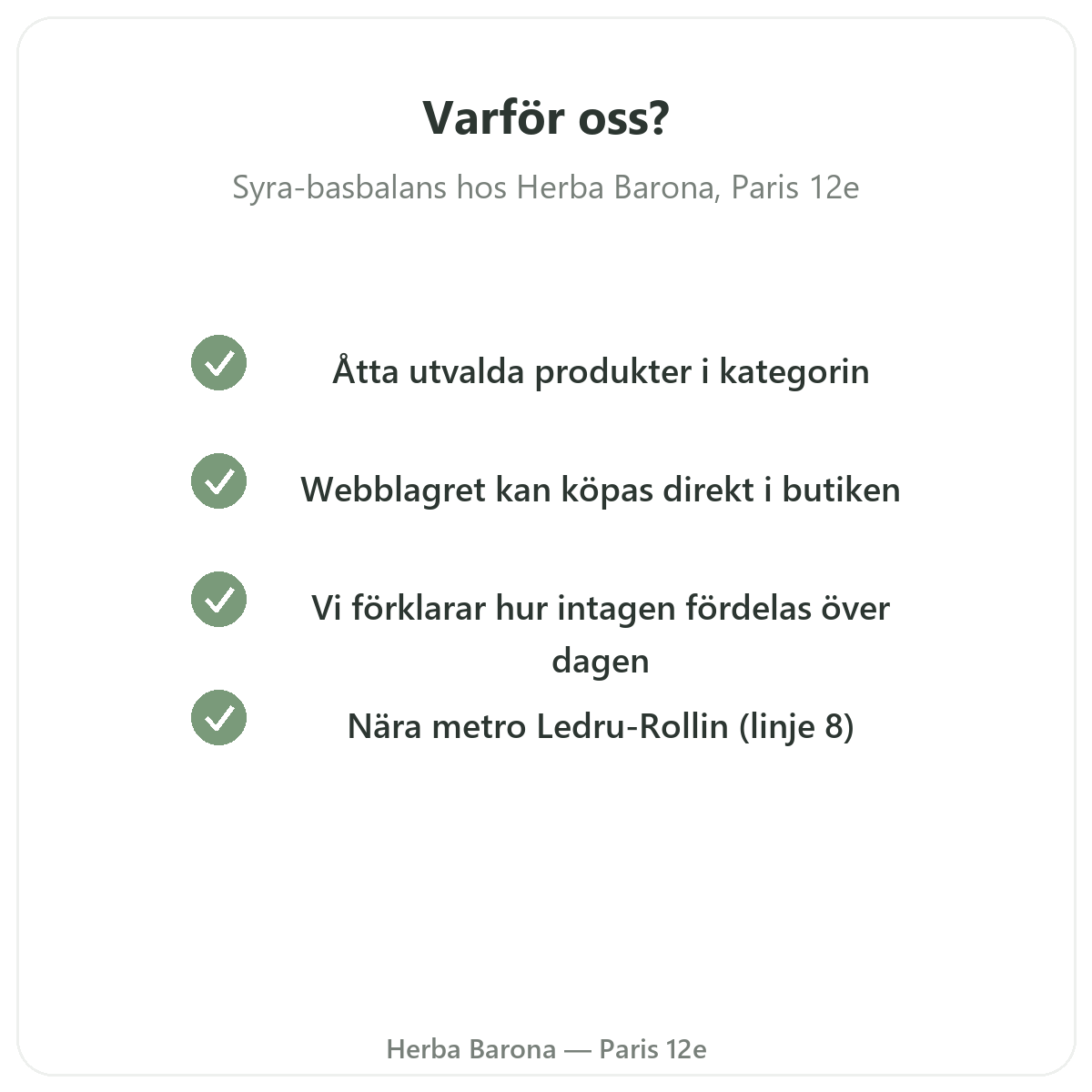 Varför köpa produkter för syra-bas-balans i Paris hos Herba Barona Paris 12e