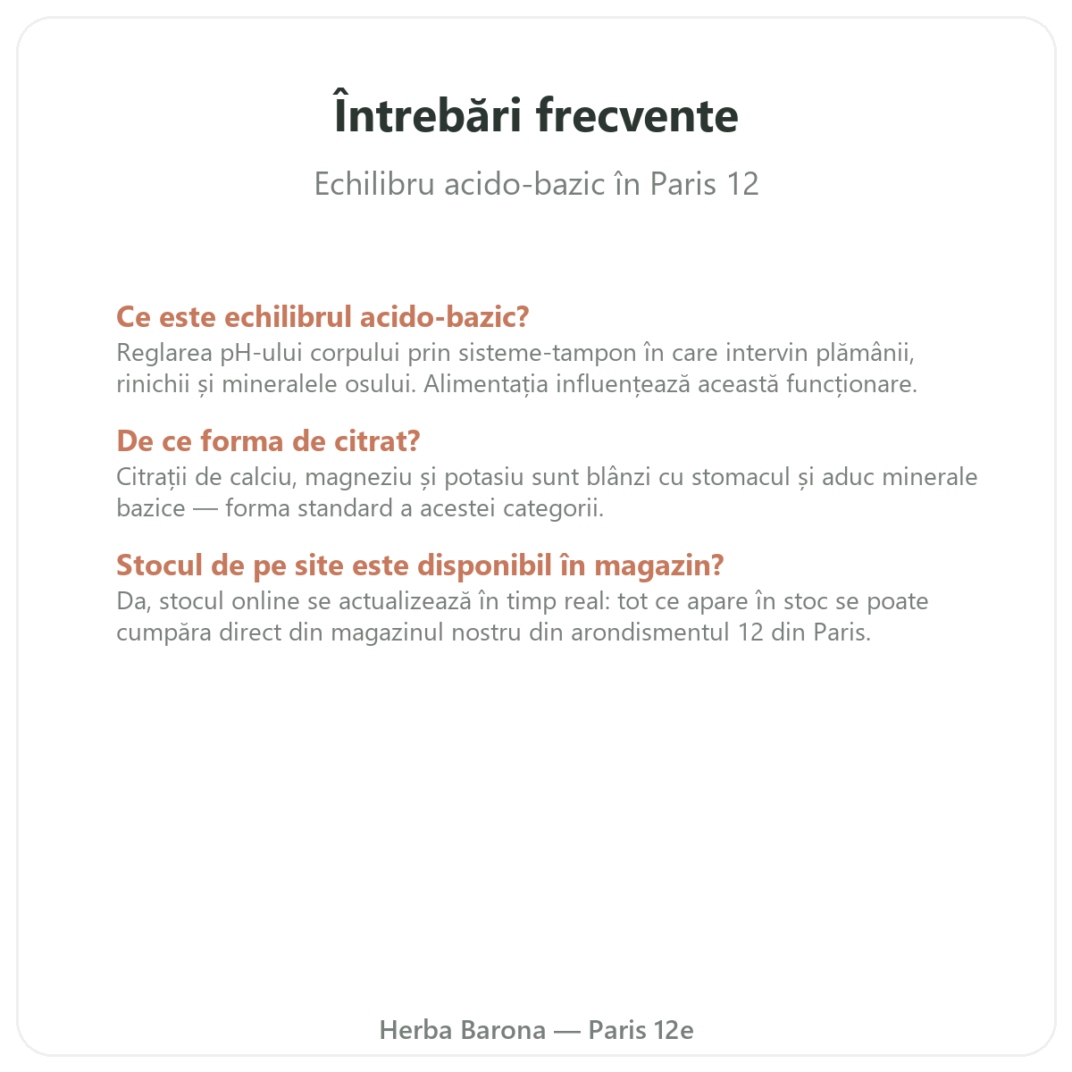 Questions frequentes Equilibre acido-basique a Paris - Herba Barona Paris 12e