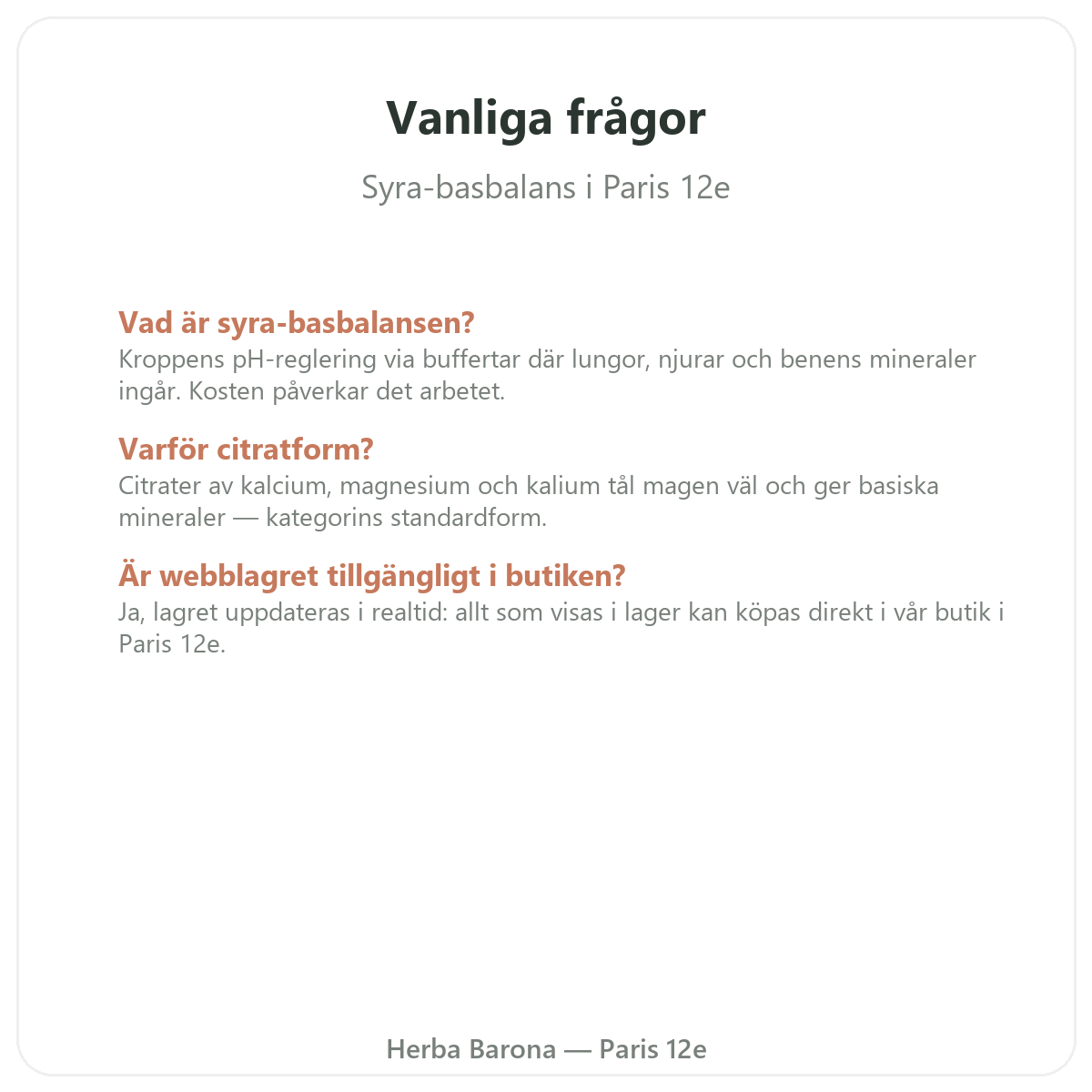 Vanliga frågor om syra-bas-balans i Paris - Herba Barona Paris 12e