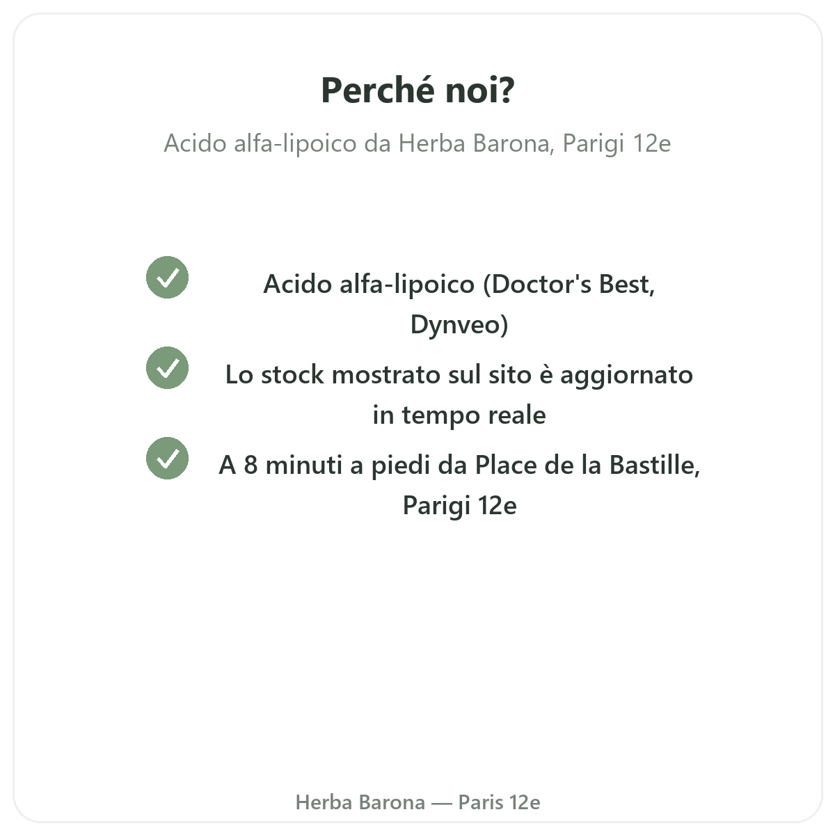 Perché acquistare l'acido alfa lipoico a Parigi da Herba Barona Parigi 12e