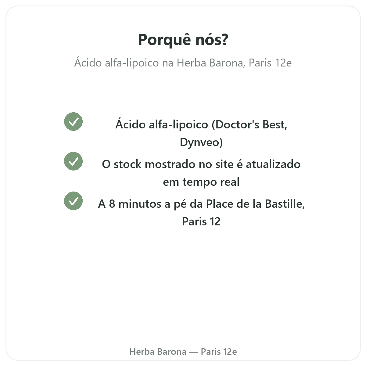 Porquê comprar ácido alfa lipoico em Paris na Herba Barona, Paris 12e