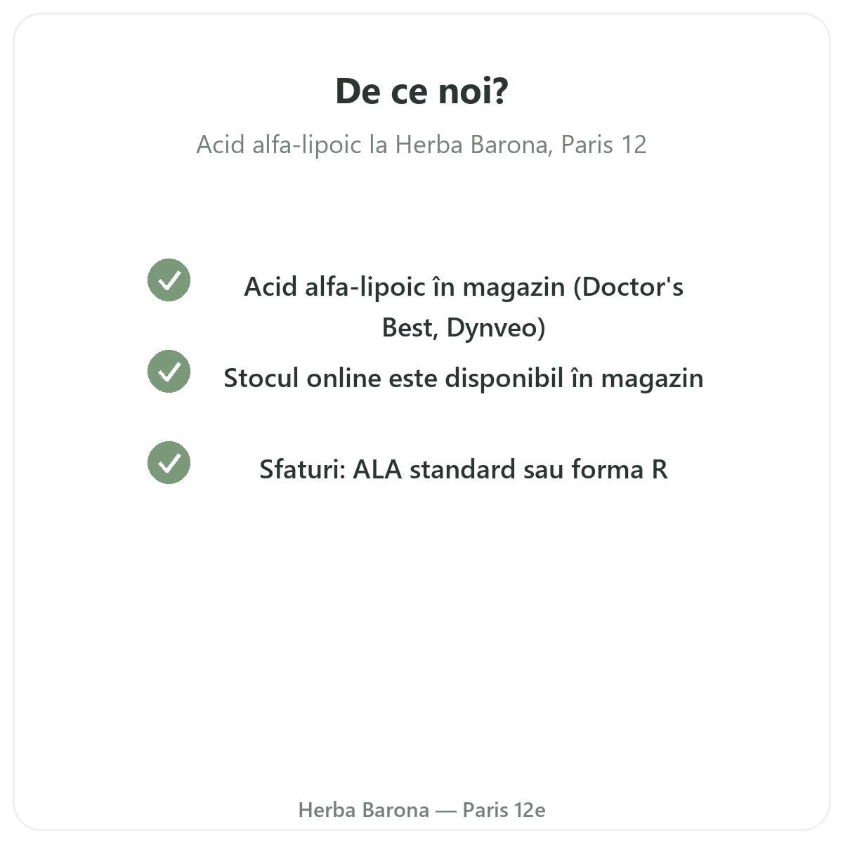 De ce să cumpărați acid alfa-lipoic Paris în Paris la Herba Barona Paris, arondismentul 12