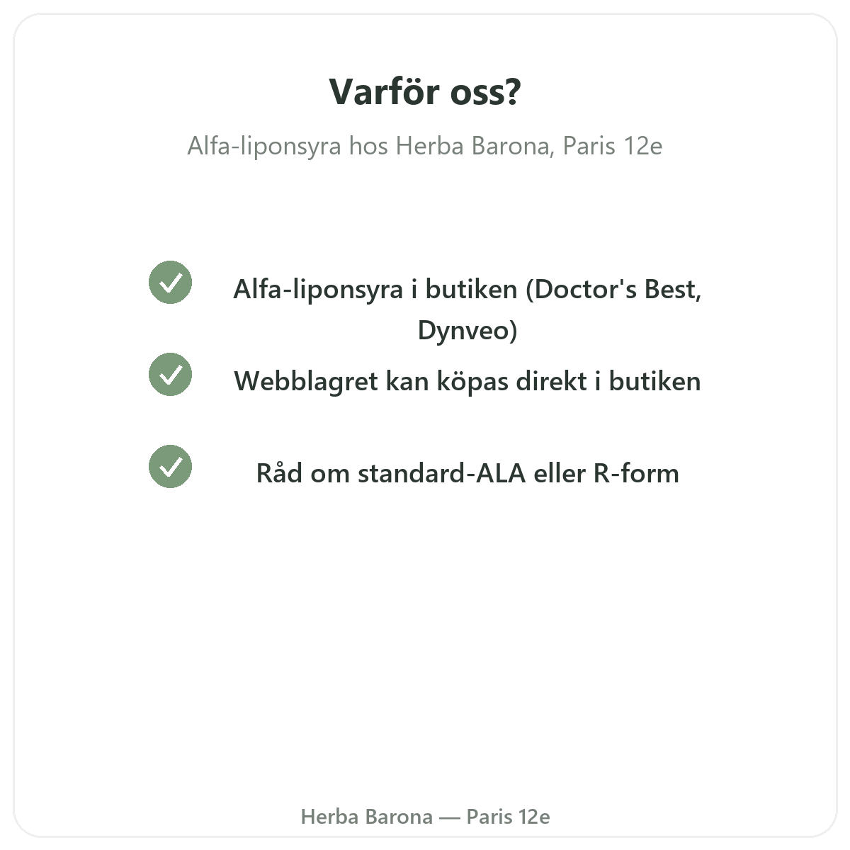 Varför köpa alfaliponsyra i Paris hos Herba Barona Paris 12e
