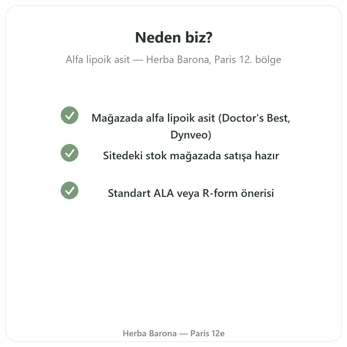 Neden Alfa lipoik asit Paris’ten Herba Barona Paris 12. bölgeden satın almalı