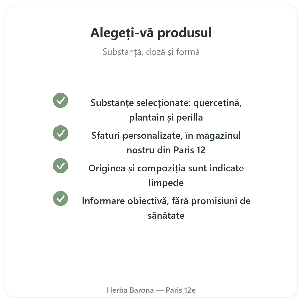 Complemente pentru alergii - ingrediente active cheie de ales la Herba Barona Paris, arondismentul 12