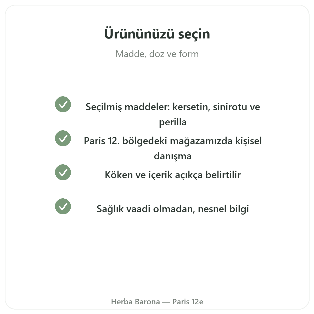 Alerji takviyeleri - Herba Barona Paris 12. bölge’de seçilecek temel etkin maddeler