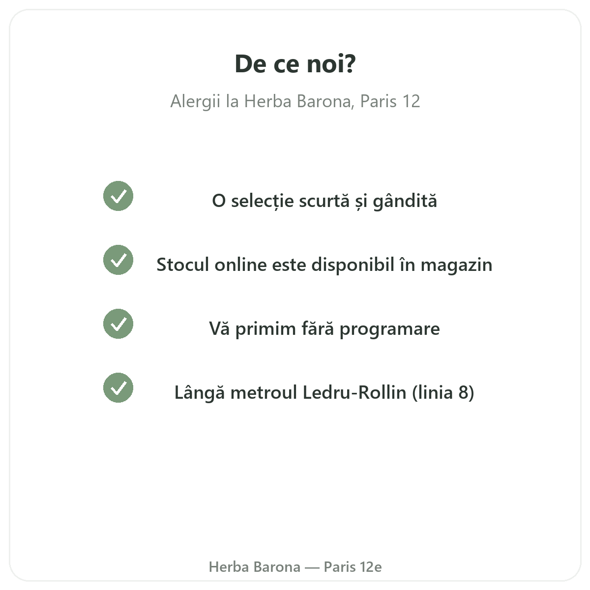 De ce sa cumparati complemente pentru alergii la Paris de la Herba Barona Paris, arondismentul 12