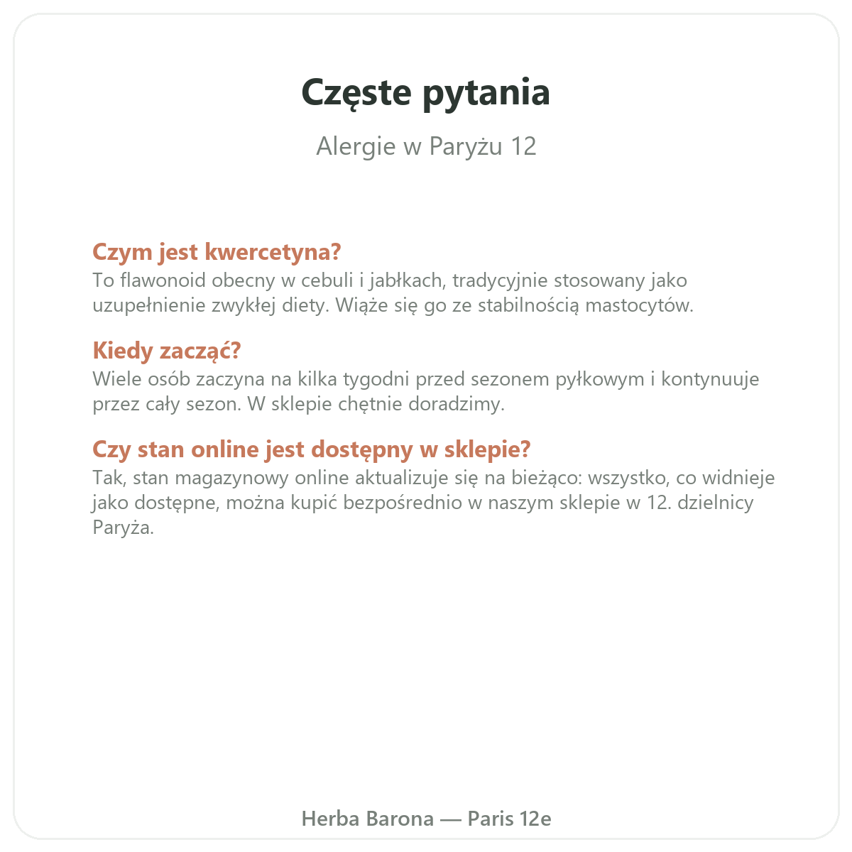 Najczęstsze pytania o suplementy na alergie - Herba Barona, dostawa w całej Polsce