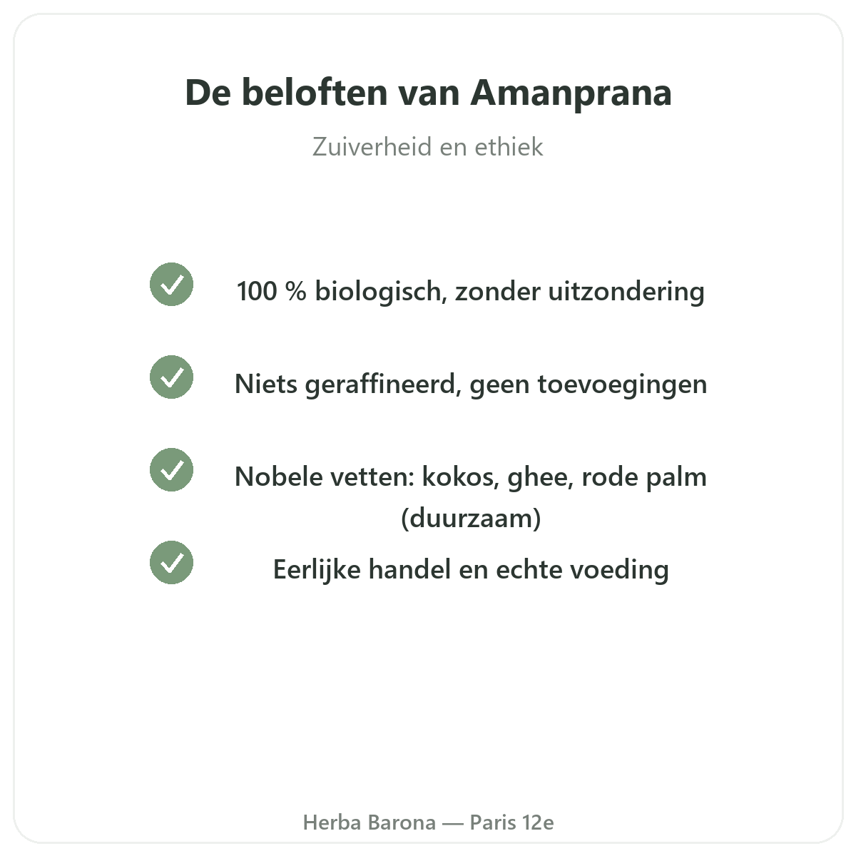 Amanprana Parijs - kwaliteitsverbintenissen bij Herba Barona Parijs 12e