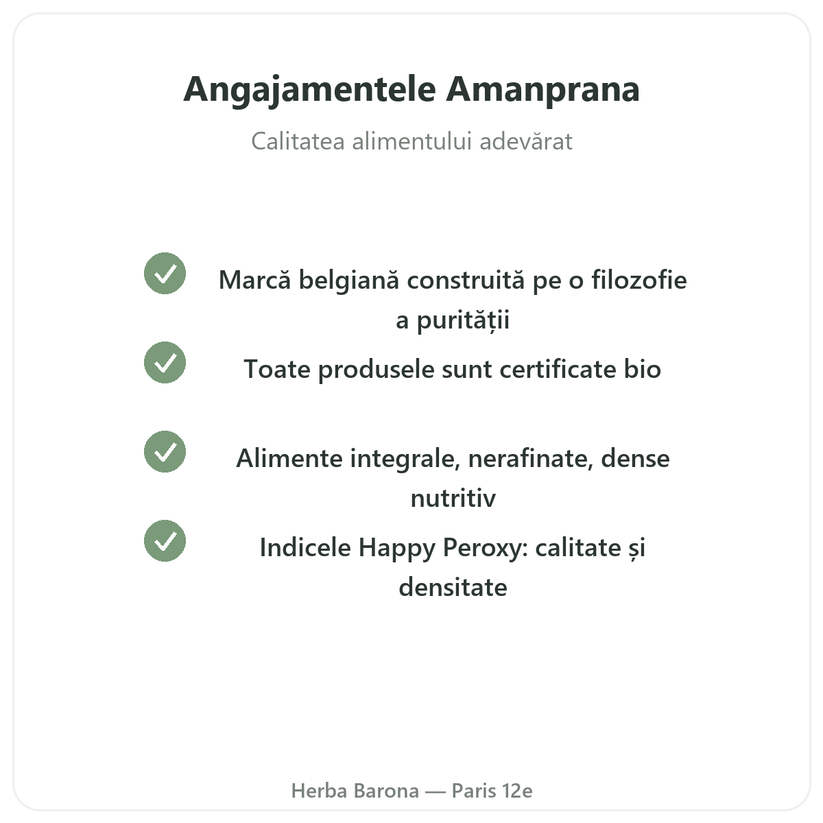 Amanprana - angajamentele de calitate la Herba Barona Paris, arondismentul 12