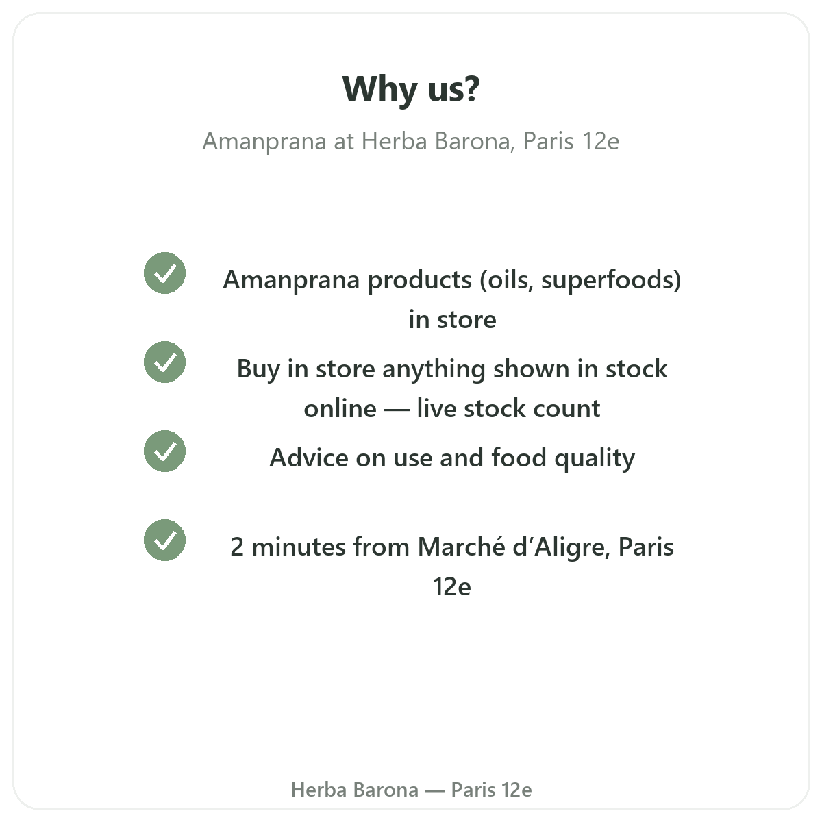 Why buy Amanprana in Paris at Herba Barona Paris 12th