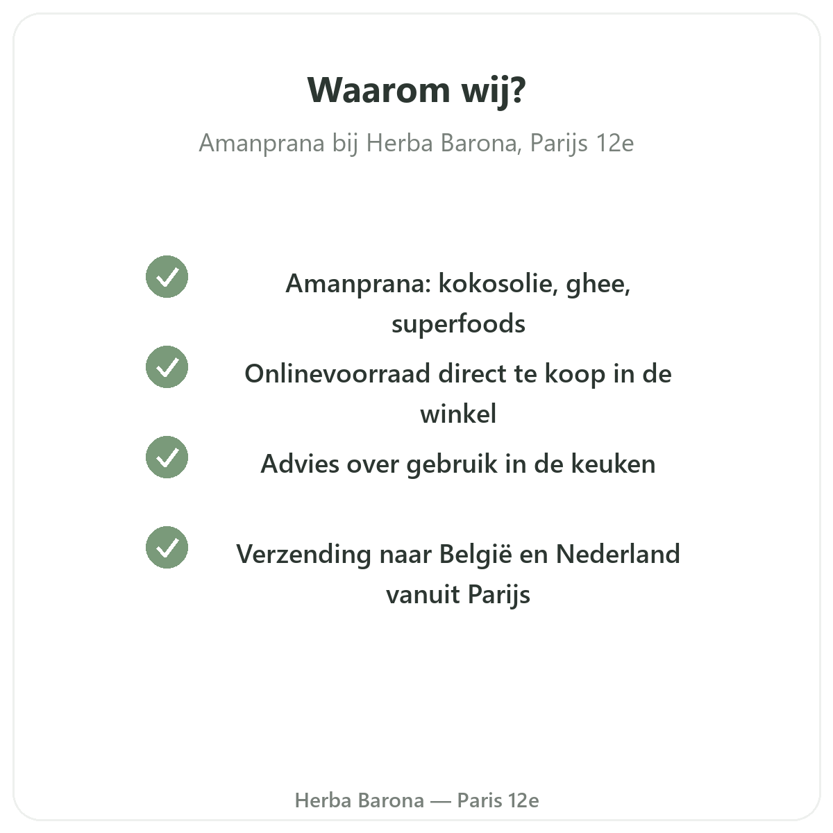 Waarom Amanprana kopen bij Herba Barona in Parijs 12e