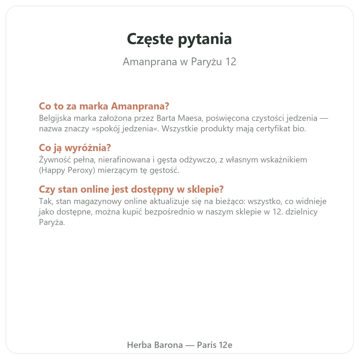 Najczęstsze pytania o Amanprana - Herba Barona, dostawa do Polski