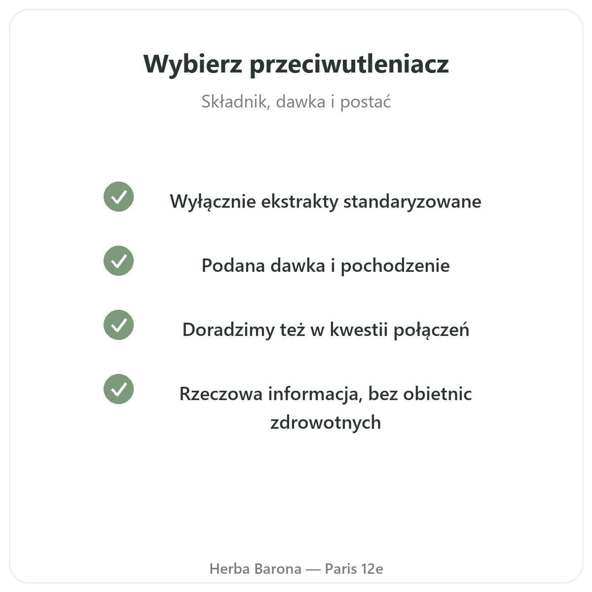 Antyoksydanty Paryż — zobowiązania jakościowe w Herba Barona Paris 12e