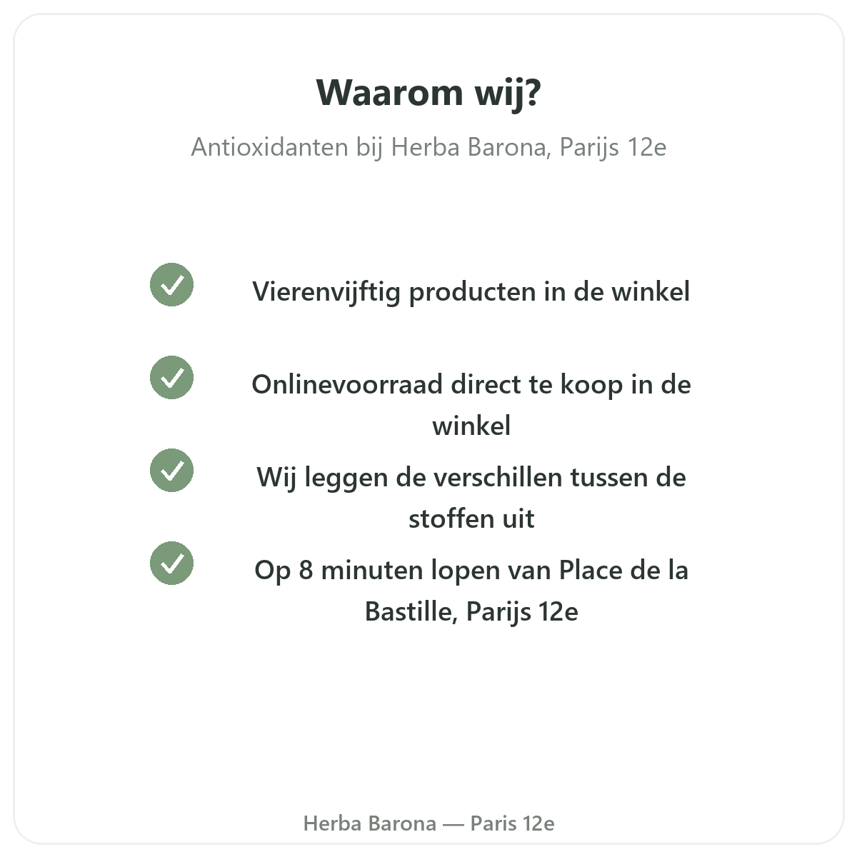 Pourquoi acheter Antioxydant Paris a Paris chez Herba Barona Paris 12e