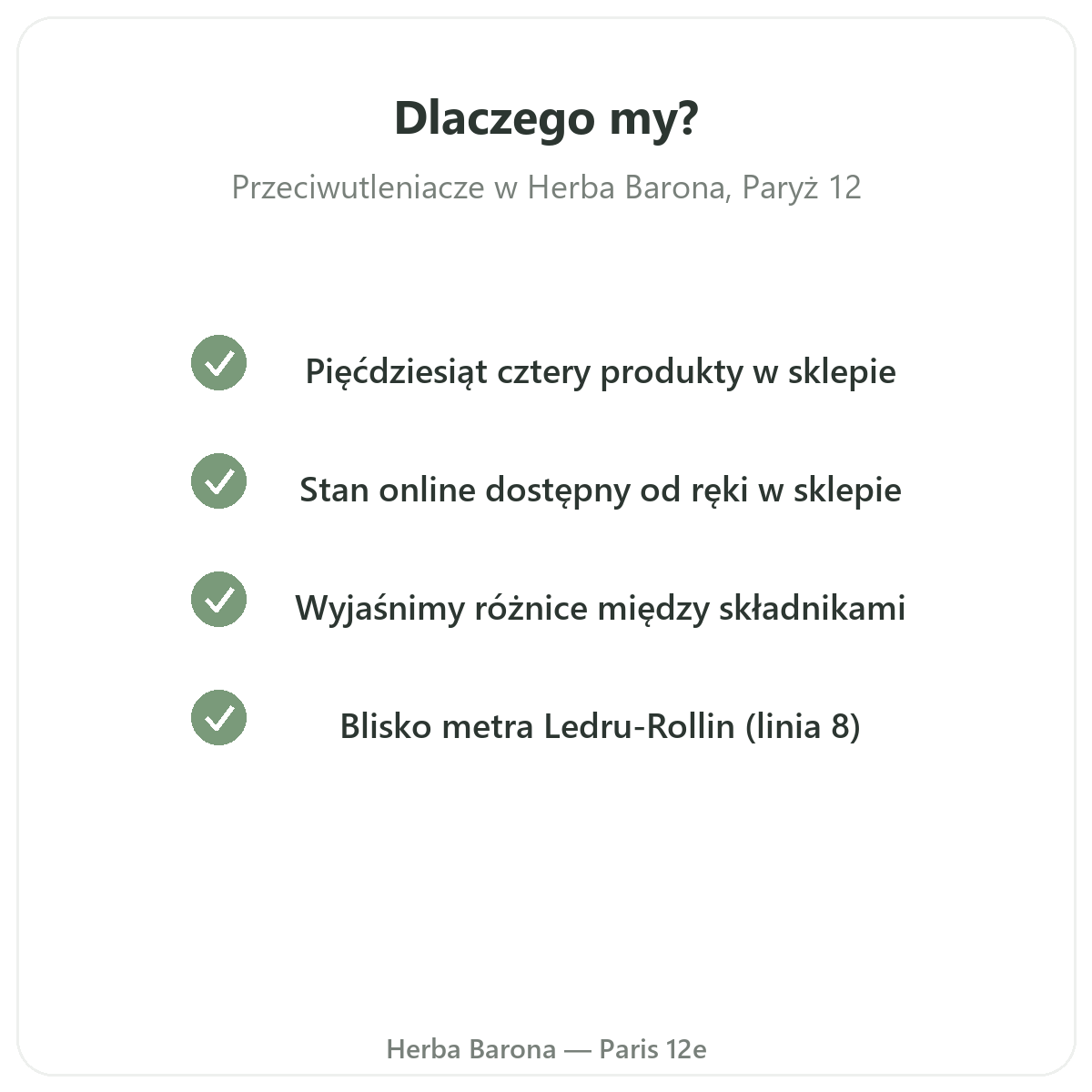Dlaczego kupować antyoksydanty w Paryżu w Herba Barona Paris 12e