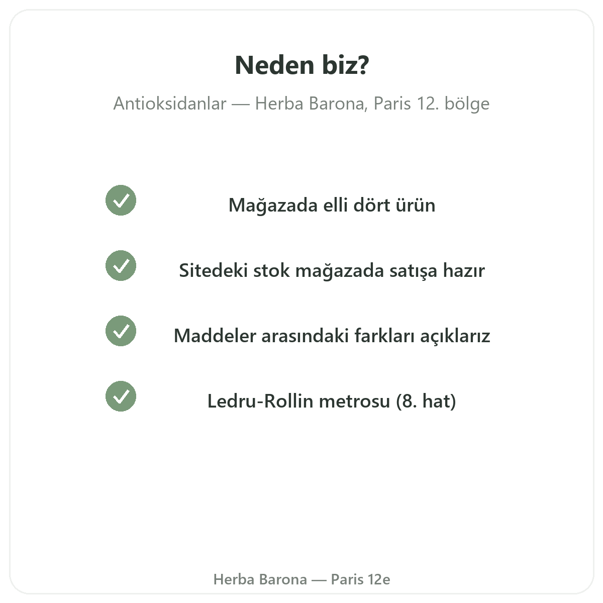 Antioksidan Paris neden Herba Barona Paris 12. bölgeden satın alınır