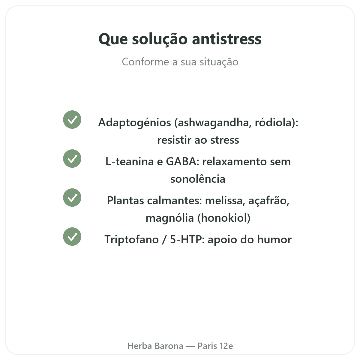 Antistress Paris - compromissos de qualidade na Herba Barona Paris 12e