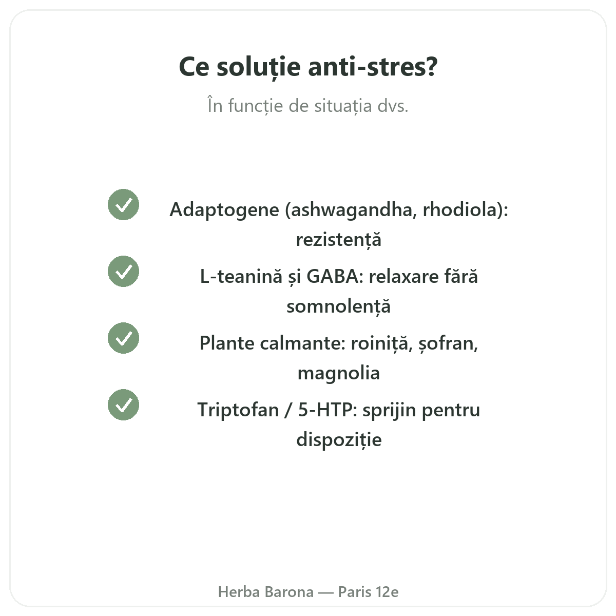 Anti-stres Paris - angajamentele de calitate la Herba Barona Paris, arondismentul 12