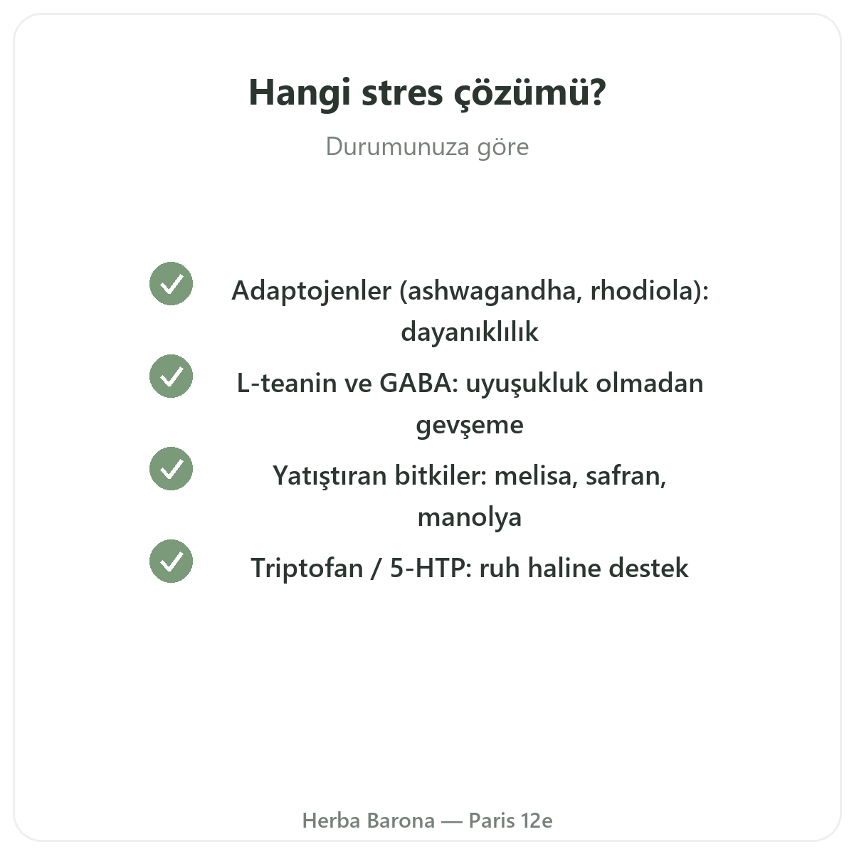 Anti-stres - Herba Barona Paris 12. bölge kalite taahhütleri