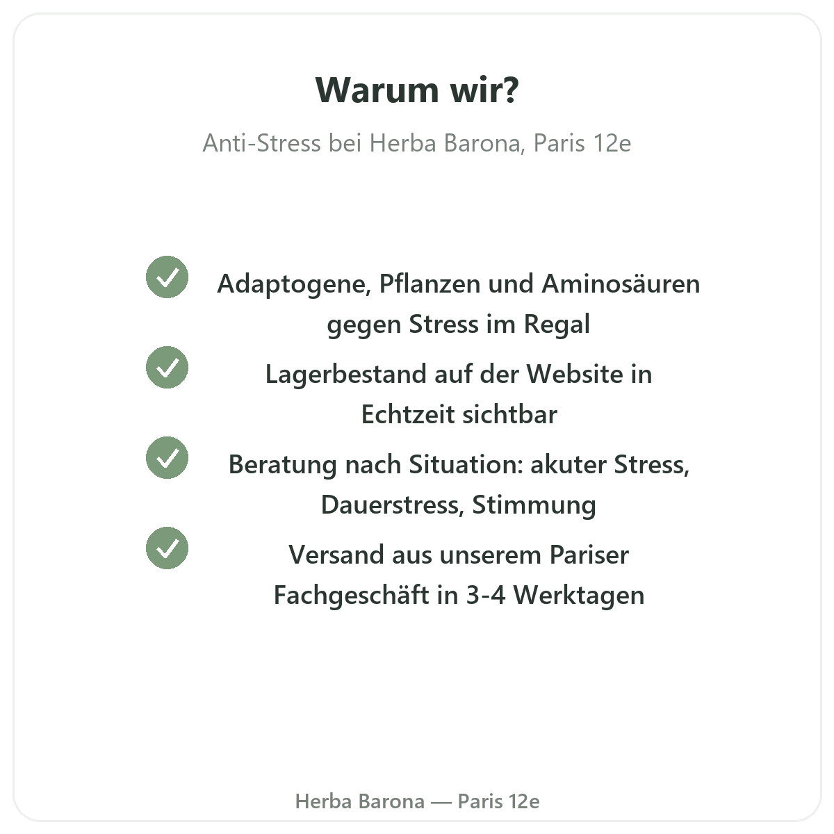 Warum Anti-Stress-Produkte in Paris bei Herba Barona kaufen Paris 12e