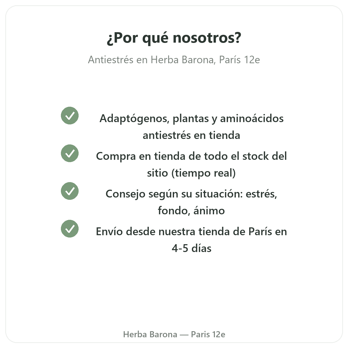 Por que comprar Antiestres Paris en Herba Barona Paris 12e
