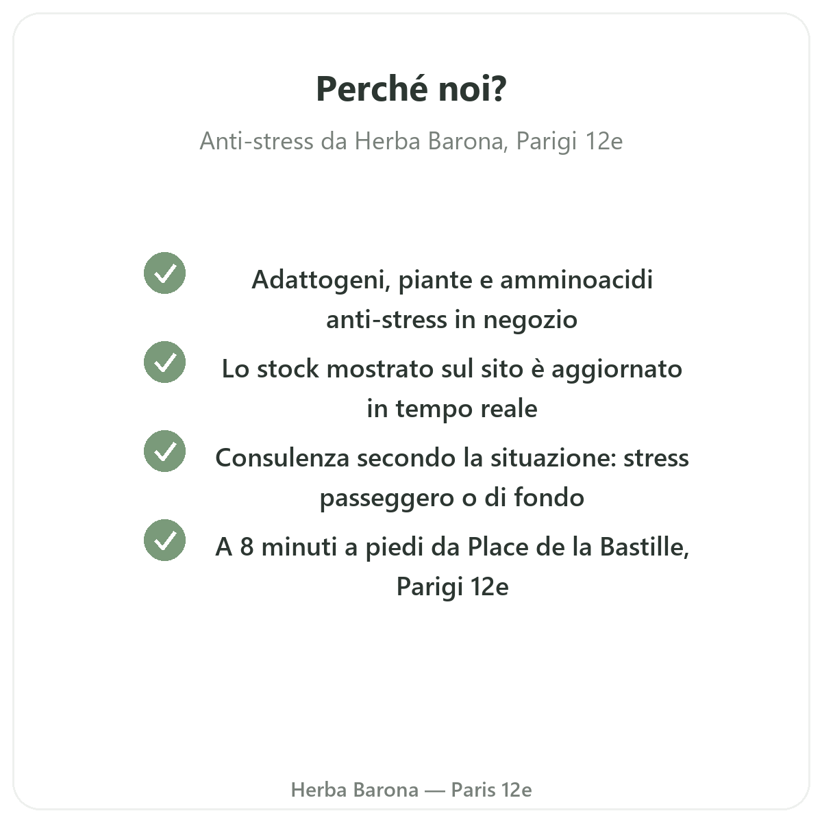 Perché acquistare prodotti antistress a Parigi da Herba Barona Parigi 12e