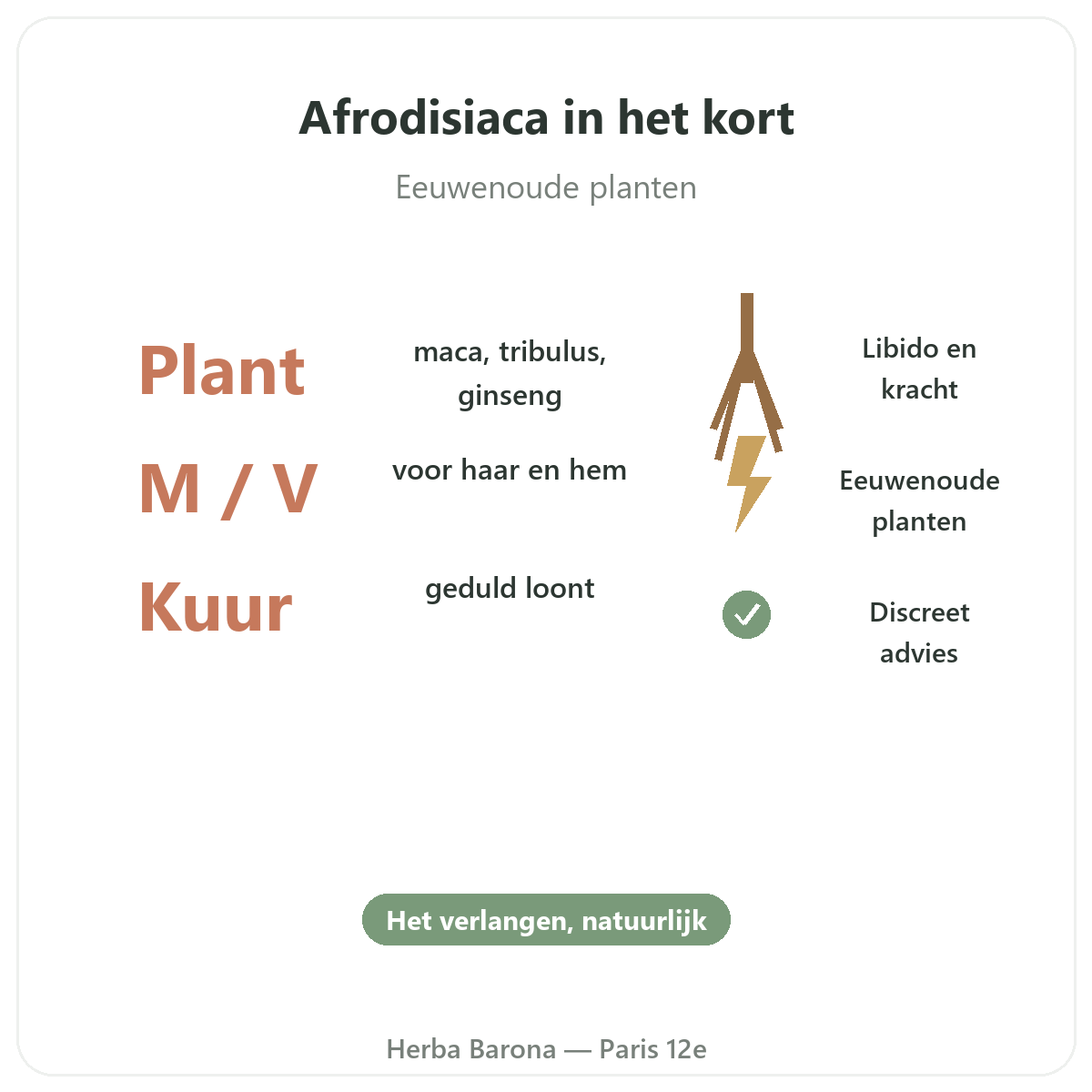 Natuurlijke afrodisiaca in het kort — bois bandé, maca, shilajit — Herba Barona Parijs 12e