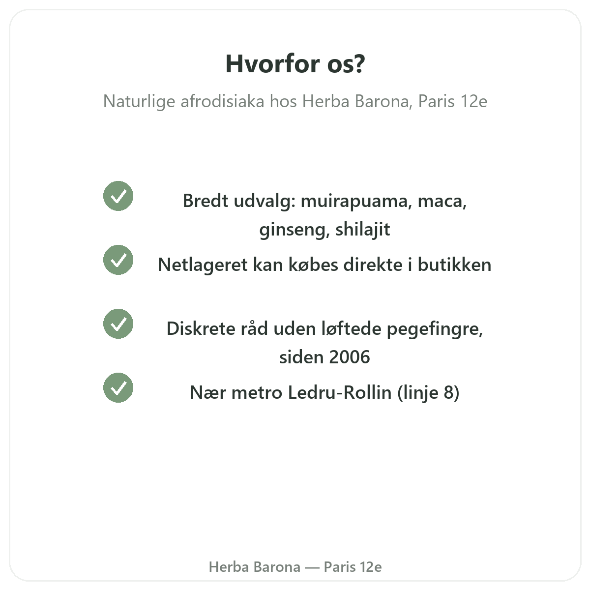 Hvorfor købe naturlige afrodisiaka i Paris hos Herba Barona Paris 12