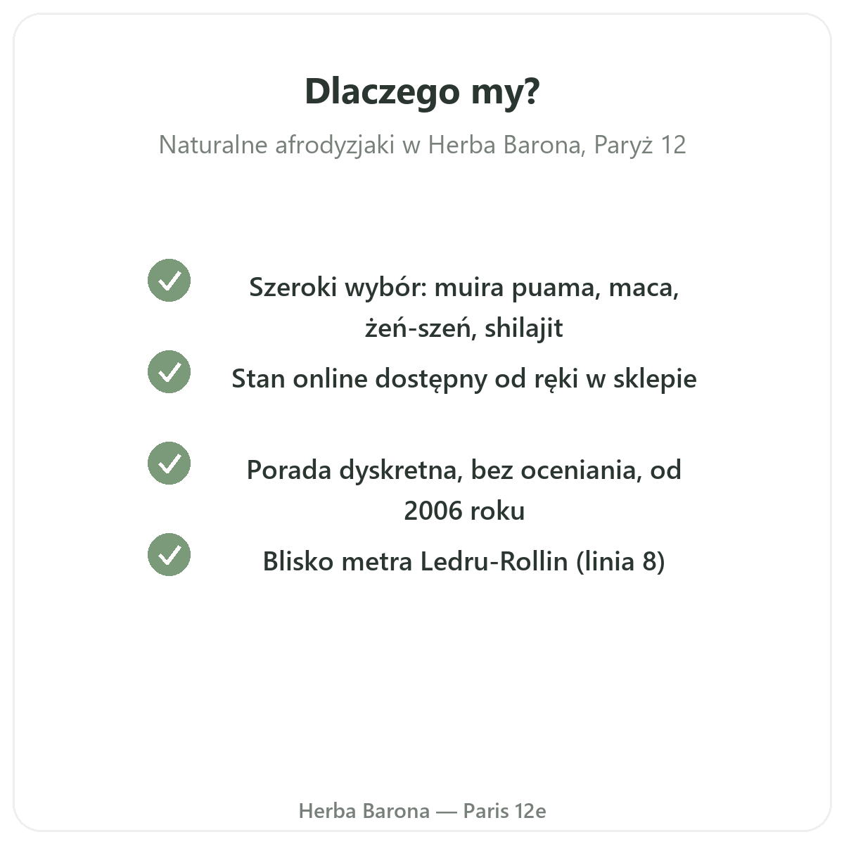 Dlaczego kupować naturalne afrodyzjaki w Paryżu w Herba Barona Paris 12e