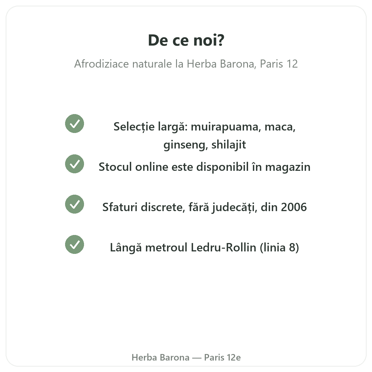 De ce să vă cumpărați afrodisiacele naturale la Paris de la Herba Barona Paris, arondismentul 12
