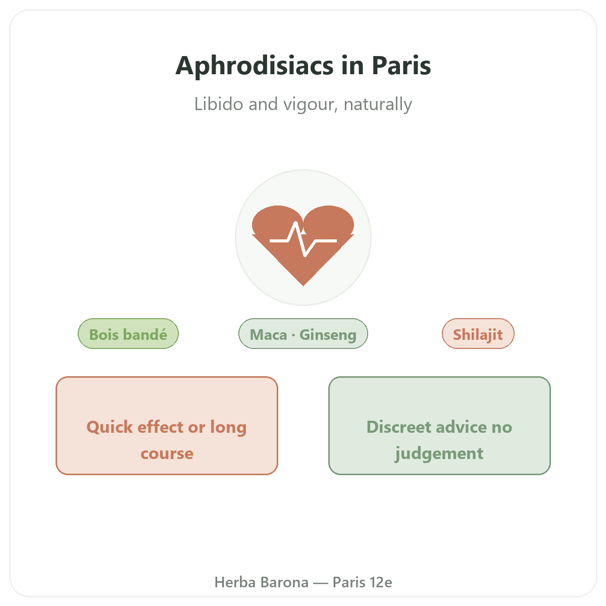 Natural aphrodisiacs in Paris — overview — Herba Barona Paris 12th