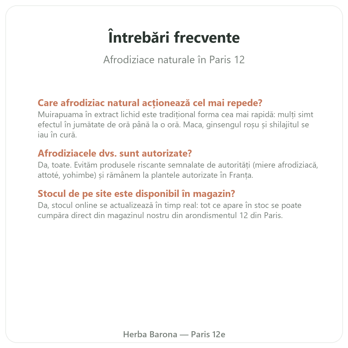 Întrebări frecvente afrodisiace naturale la Paris — Herba Barona Paris, arondismentul 12