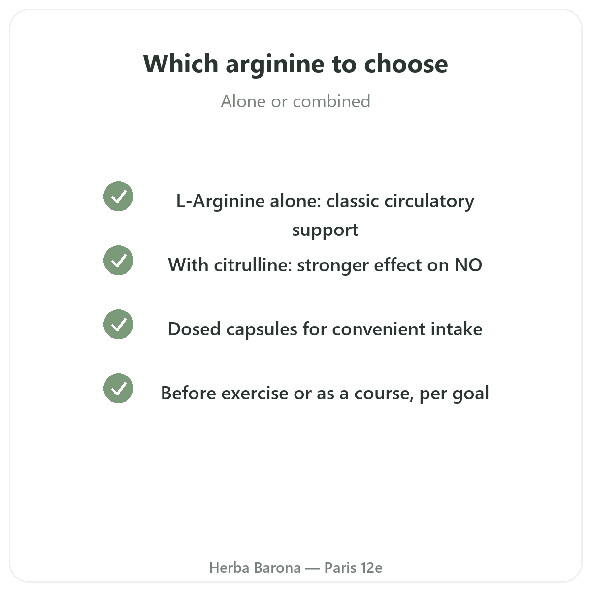 Arginine in Paris - quality commitments at Herba Barona Paris 12th