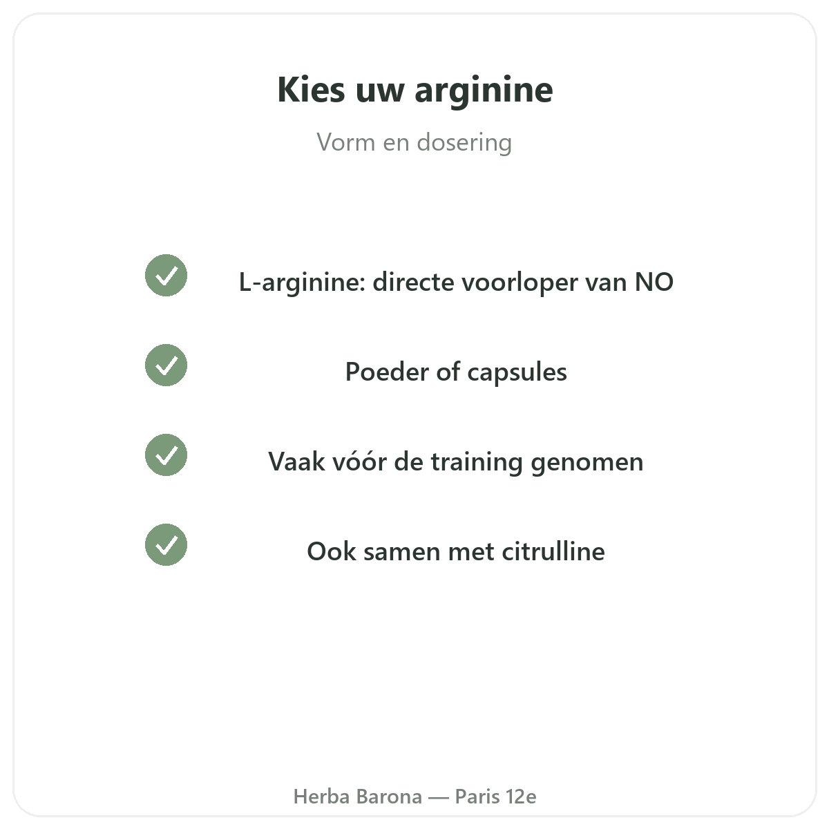 Arginine Parijs - kwaliteitsverbintenissen bij Herba Barona Parijs 12e