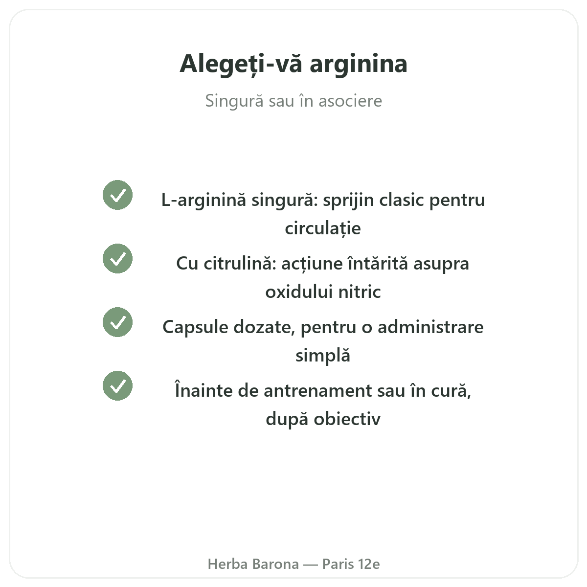 Arginină Paris - angajamente de calitate la Herba Barona Paris, arondismentul 12