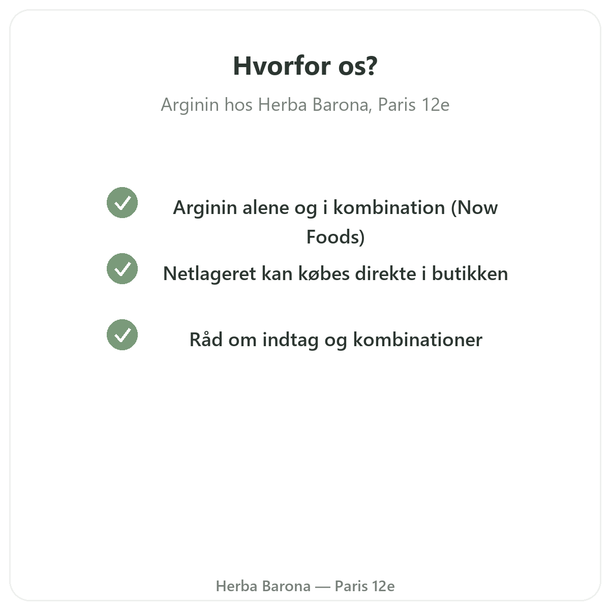 Hvorfor købe Arginin Paris i Paris hos Herba Barona Paris 12