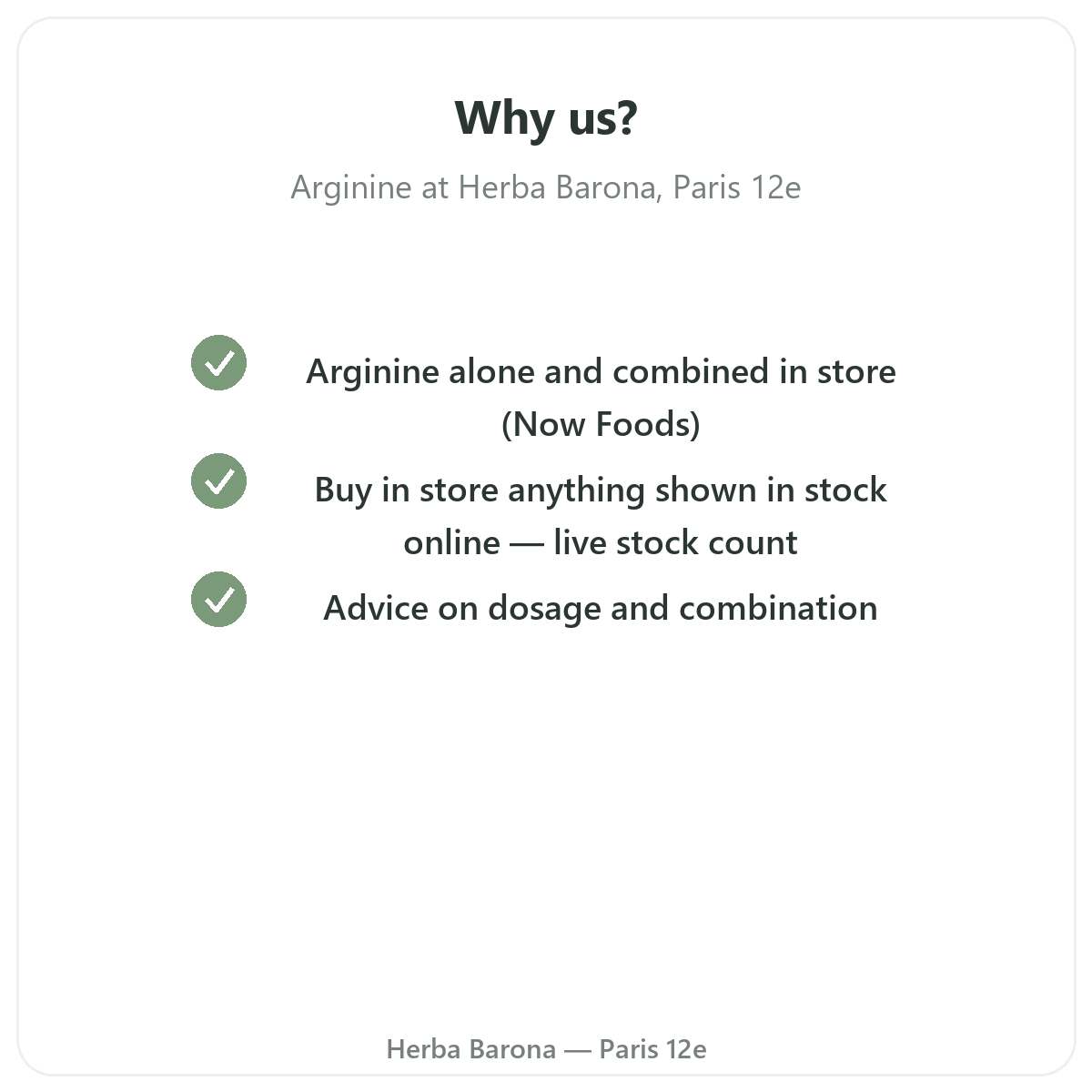Why buy arginine in Paris at Herba Barona Paris 12th