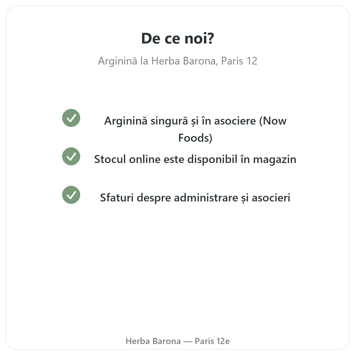 De ce să cumpărați Arginină Paris la Paris de la Herba Barona Paris, arondismentul 12