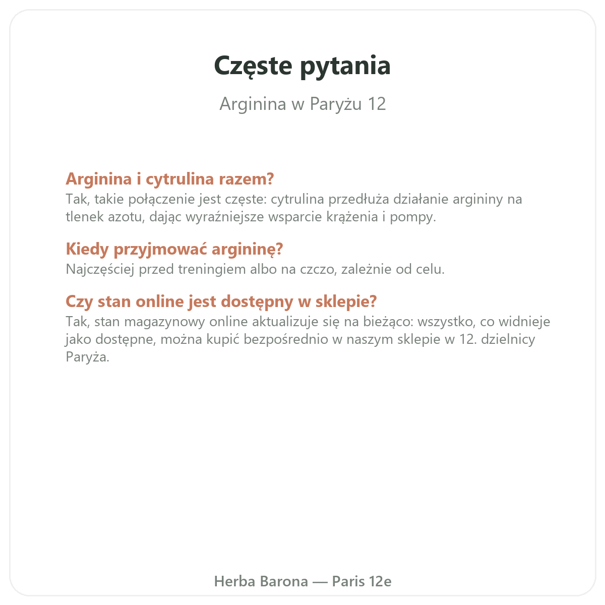Najczęściej zadawane pytania o argininę - Herba Barona, wysyłka do Polski