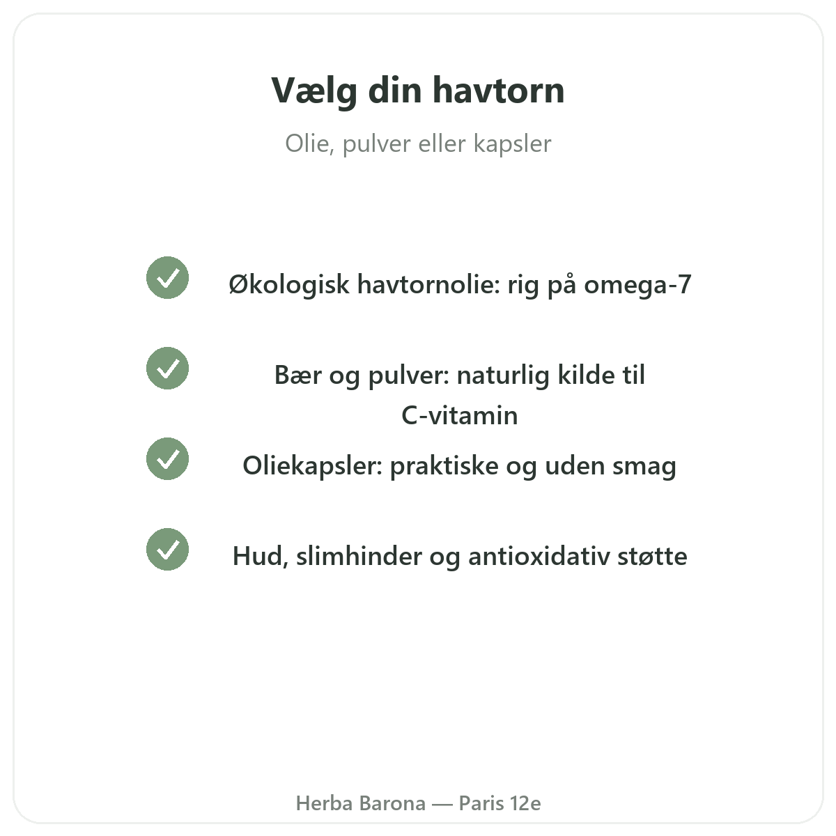 Argousier omega-7 Paris Paris - kvalitetsløfter hos Herba Barona Paris 12