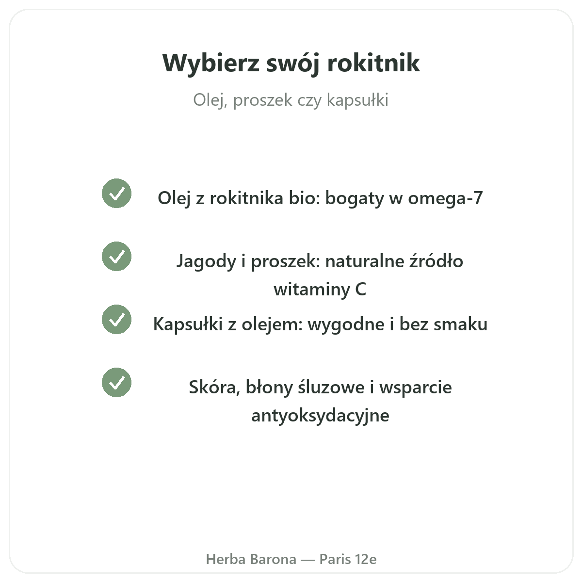 Olej z rokitnika omega-7 - zobowiązania jakościowe Herba Barona, Paryż 12