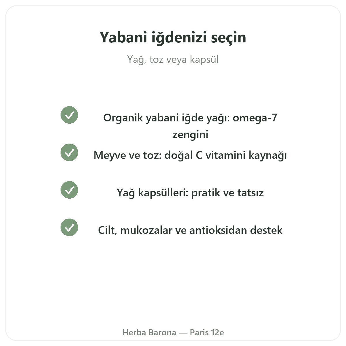 Deniz iğdesi omega-7 Paris - Herba Barona’daki kalite taahhütleri, Paris 12. bölge