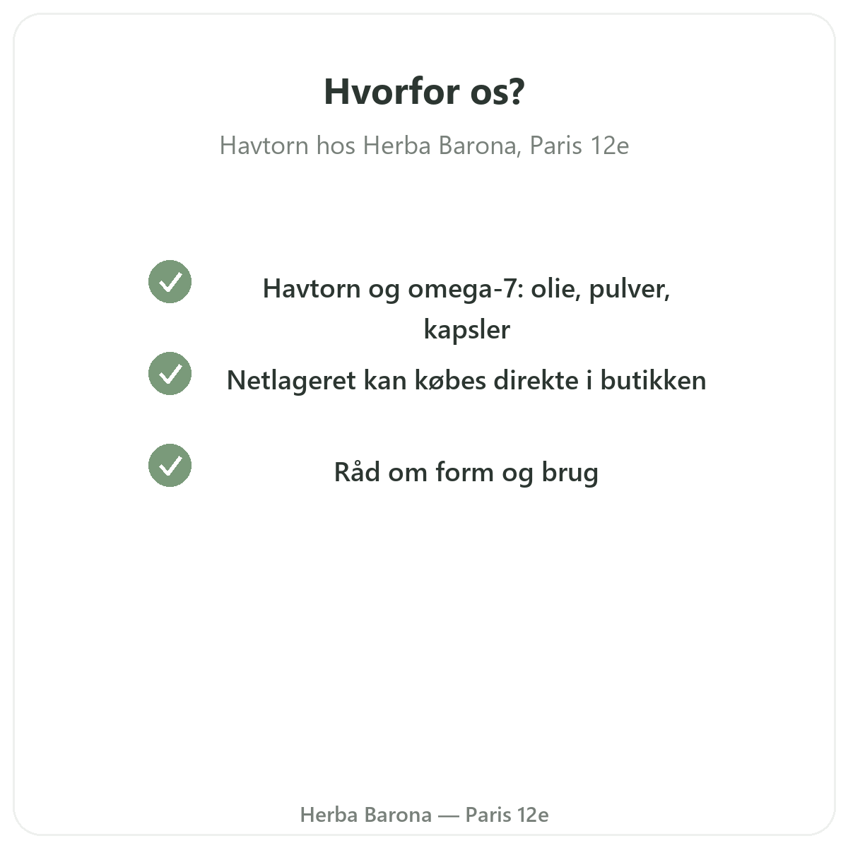 Hvorfor købe Argousier omega-7 Paris i Paris hos Herba Barona Paris 12