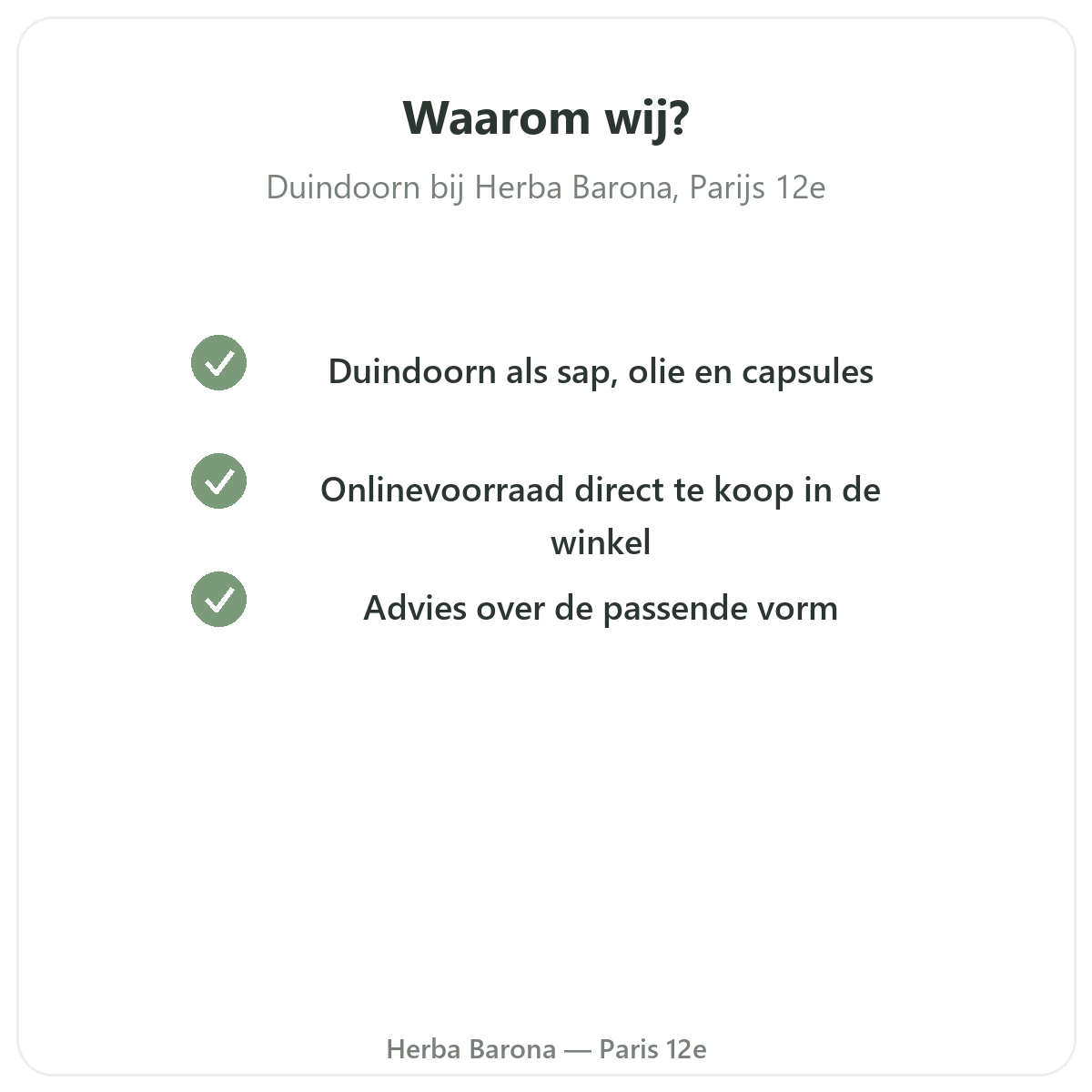 Waarom Duindoornolie omega-7 kopen bij Herba Barona in Parijs 12e