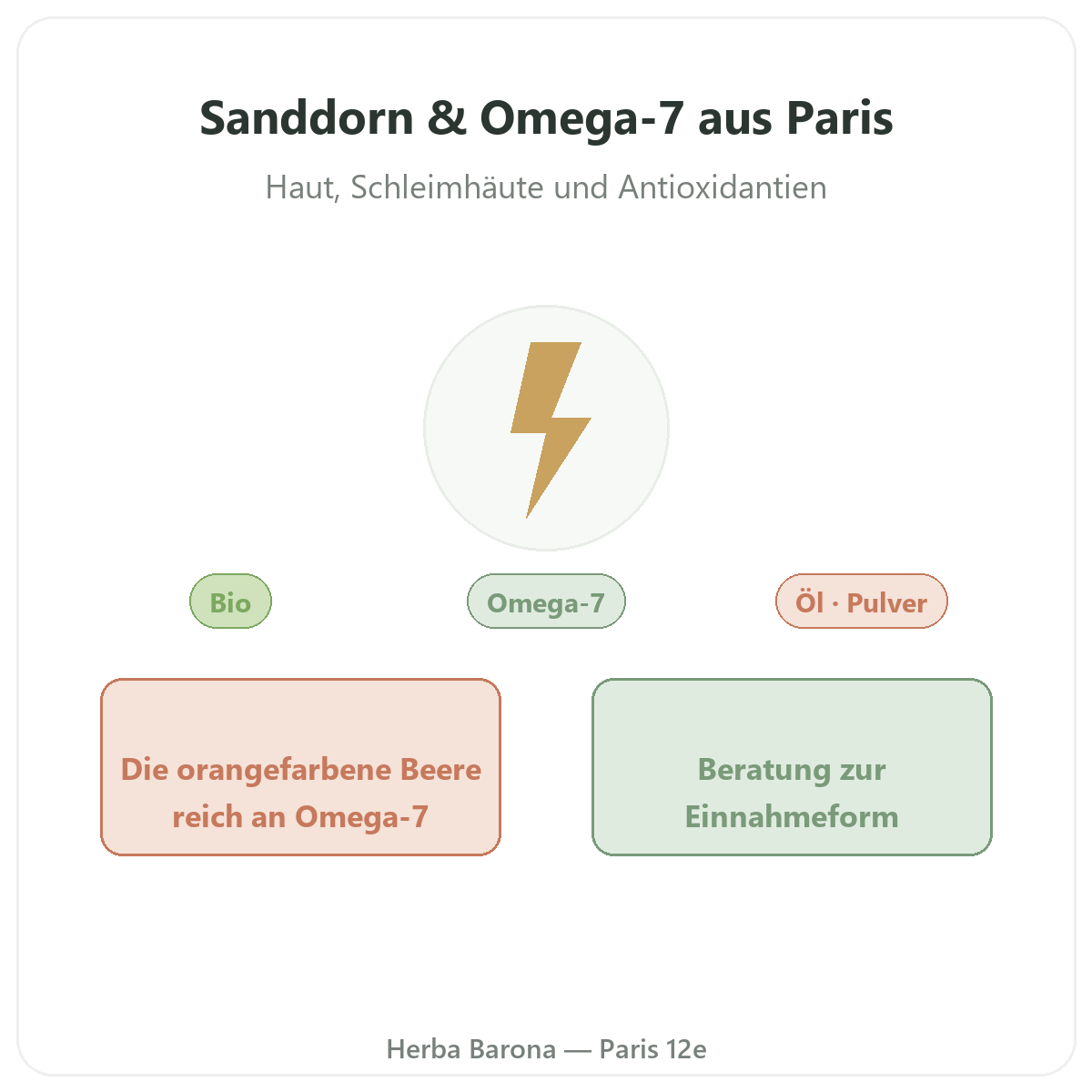 Sanddornöl und Omega-7 Paris - Markenvorstellung bei Herba Barona Paris 12e